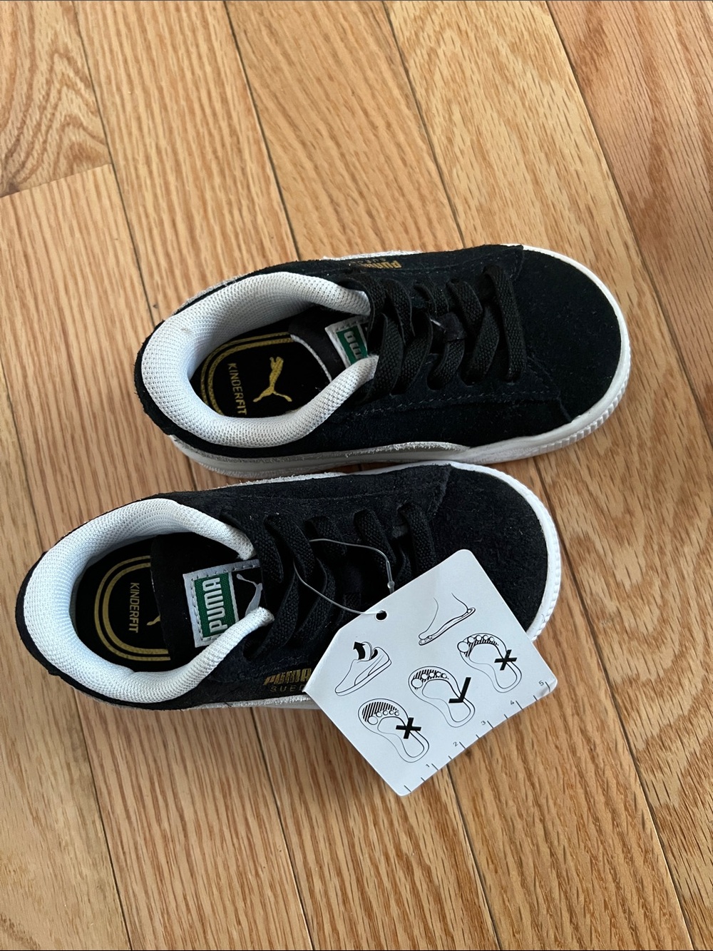 Puma Kids Black and White Suede Low-Top Sneakers